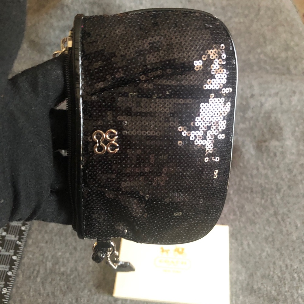 Coach Black Sequin Wristlet with Silver Hardware - Picture 13 of 15
